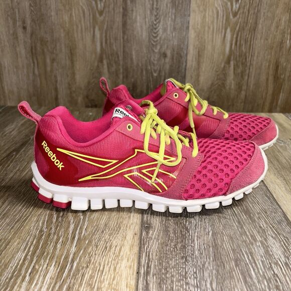Reebok Womens US Size 7.5 Realflex Scream 2.0 V45149 Pink Yellow Running Shoes - Picture 1 of 12